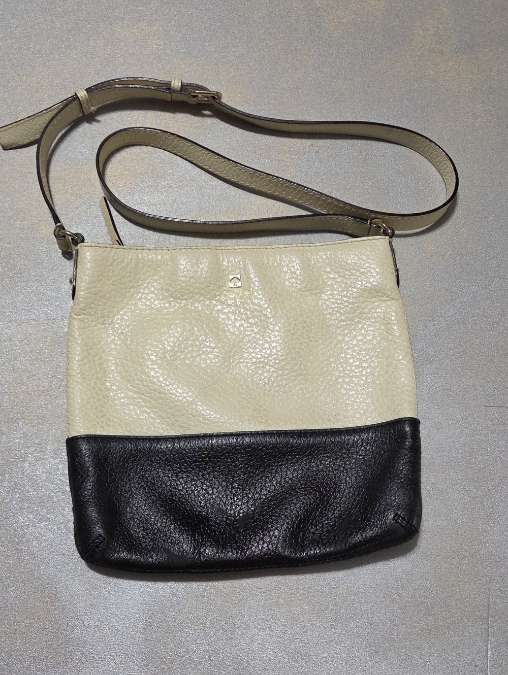 kate spade Cream and Black Two-Tone Pebbled Leather Crossbody